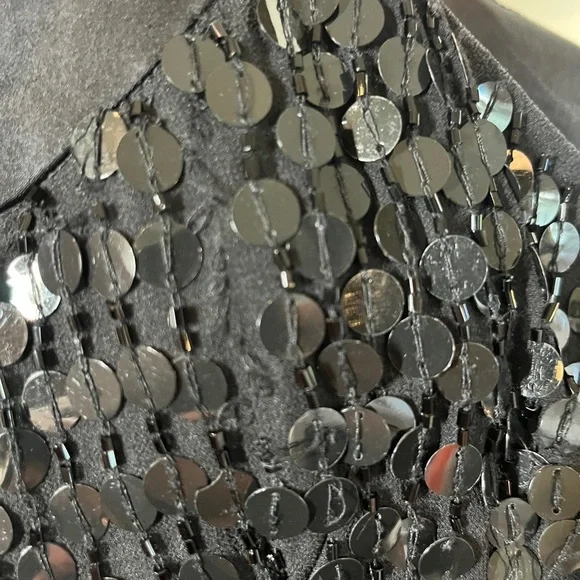 Nanette Lepore Vintage Y2K 90s 2000s SILK Black Sequins Mini Dress Sheer Overlay - Picture 9 of 10